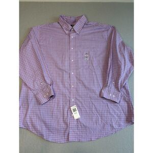 Izod All Over Stretch Big Fit Mens Size 19/ 34-35 Button Down Shirt Lilac NWT
